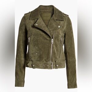 Blank NYC Green Leather Moto Jacket Asymmetrical Zipper